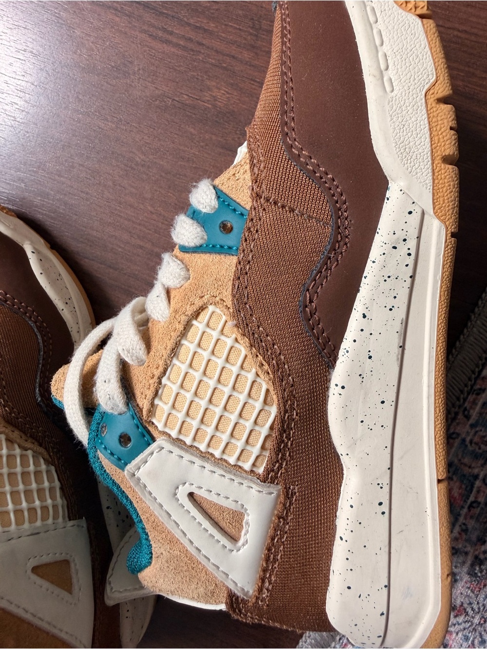 Jordan Kids Brown, Tan and Teal Sneakers
